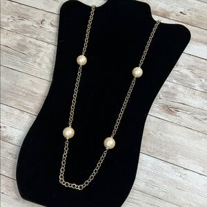 Monet Gold Chain Necklace with Pearl Accents